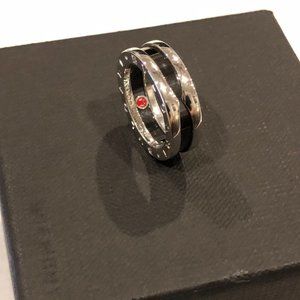 BVLGARI B.zero1 Save the Children Sterling Silver Black Ceramic sz 53 NEW